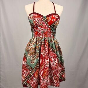 American Rag Paisley Patchwork Lace Back Sundress M
